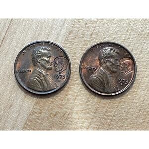 Two 1973 D One Cent Lincoln Kennedy Pennies Penny Coins